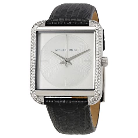 michael kors women's mk2583 lake crystal black leather watch|A Sleek Accessory: Women’s Black Watches .